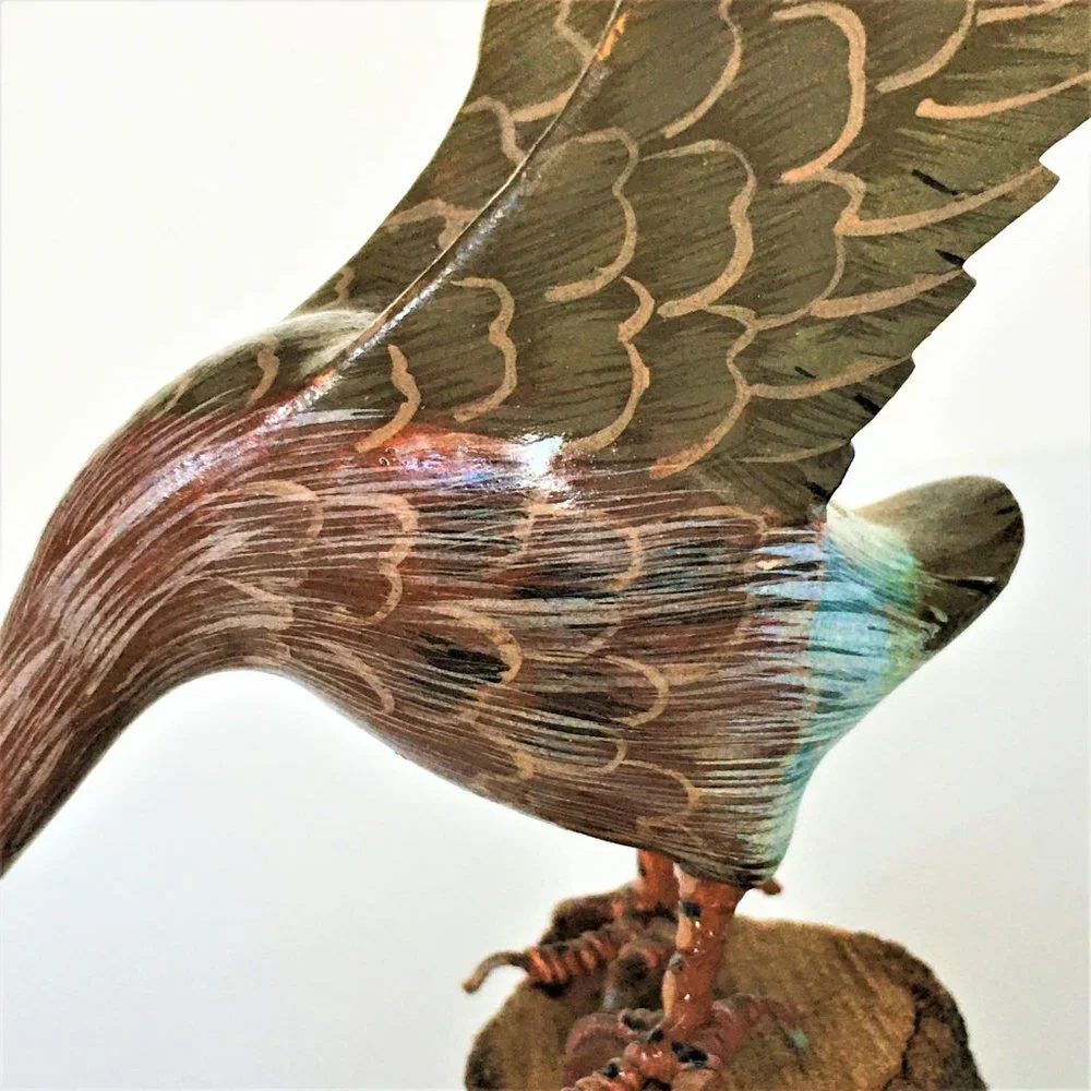 HAND CARVED long neck Goose + HAND PAINTED